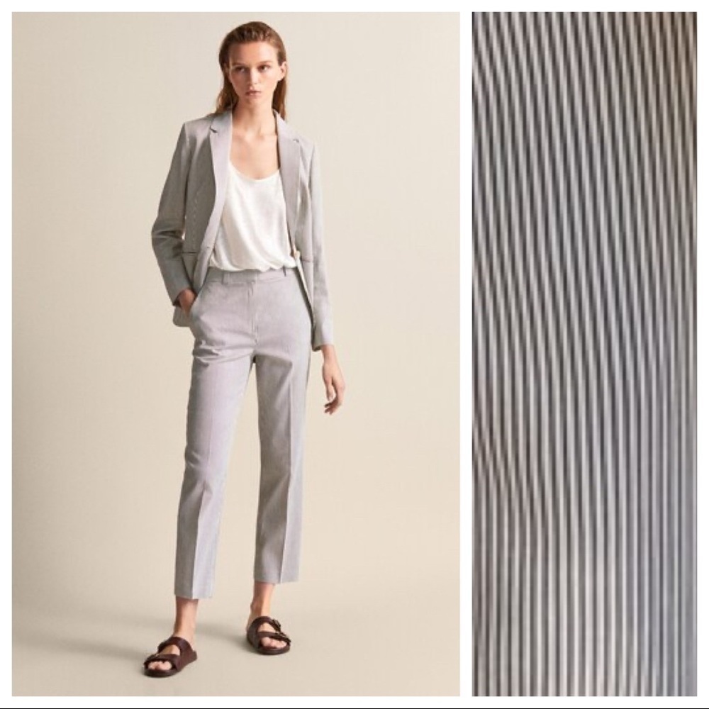 Massimo Dutti Gray Pinstripe Cropped Trousers